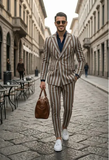 Costum barbati slim fit in carouri sacou + pantaloni 1077 X9